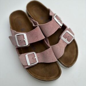 Birkenstock Blush Suede Double Strap Sandals